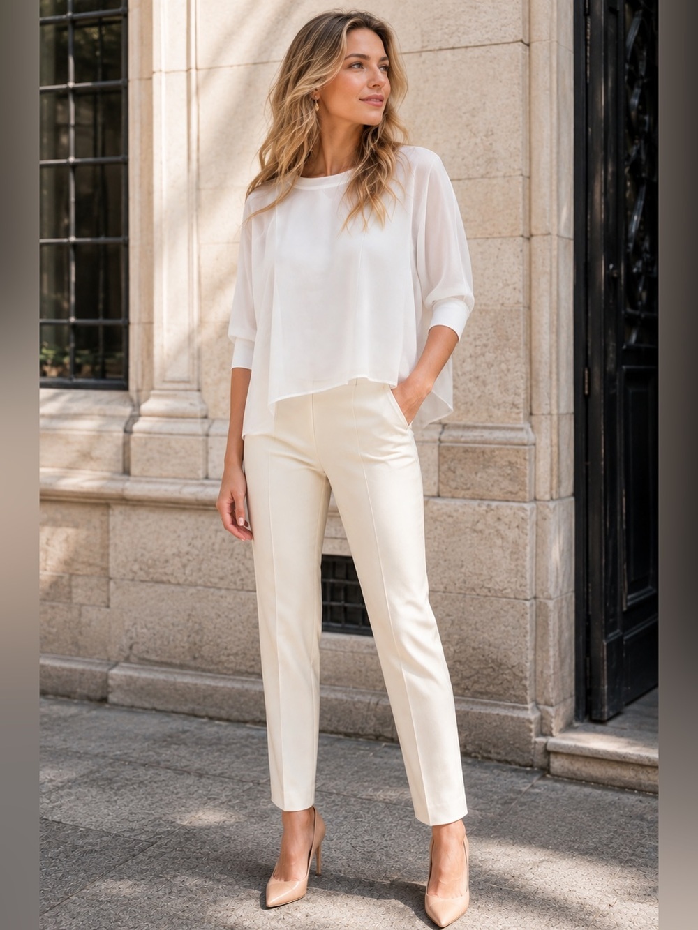 Sundays in Brooklyn for Anthropologie Small Ivory Boxy Dolman Sleeve Top